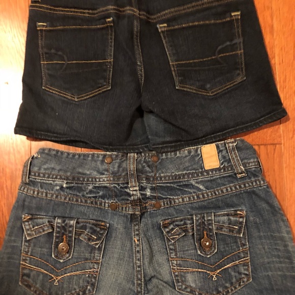 Lot 2 Denim Jean Shorts AE & MAURICES Size 3/4 28 - Picture 2 of 2